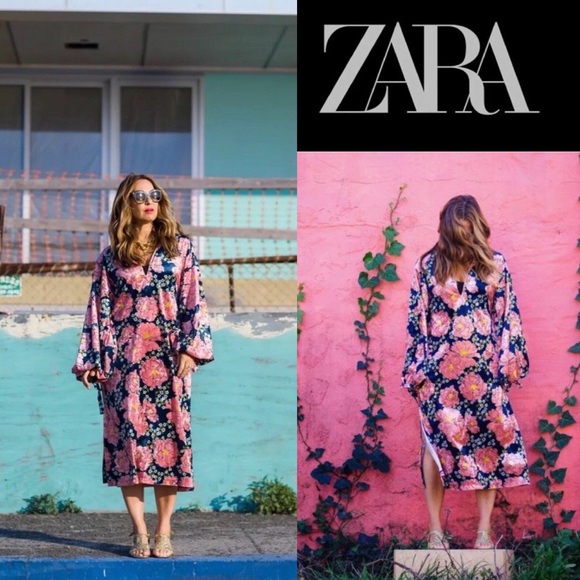 Zara Dresses & Skirts - Printed velvet midi dress Zara